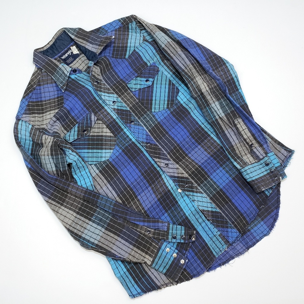 Wrangler Long Sleeve Pearl Snap Shirt 17x36 Plaid